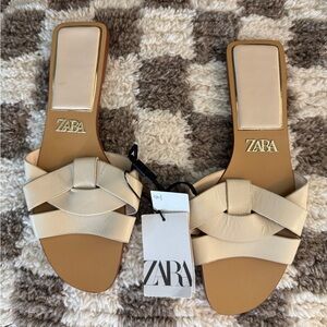 Zara Women's Leather Ivory Sandals